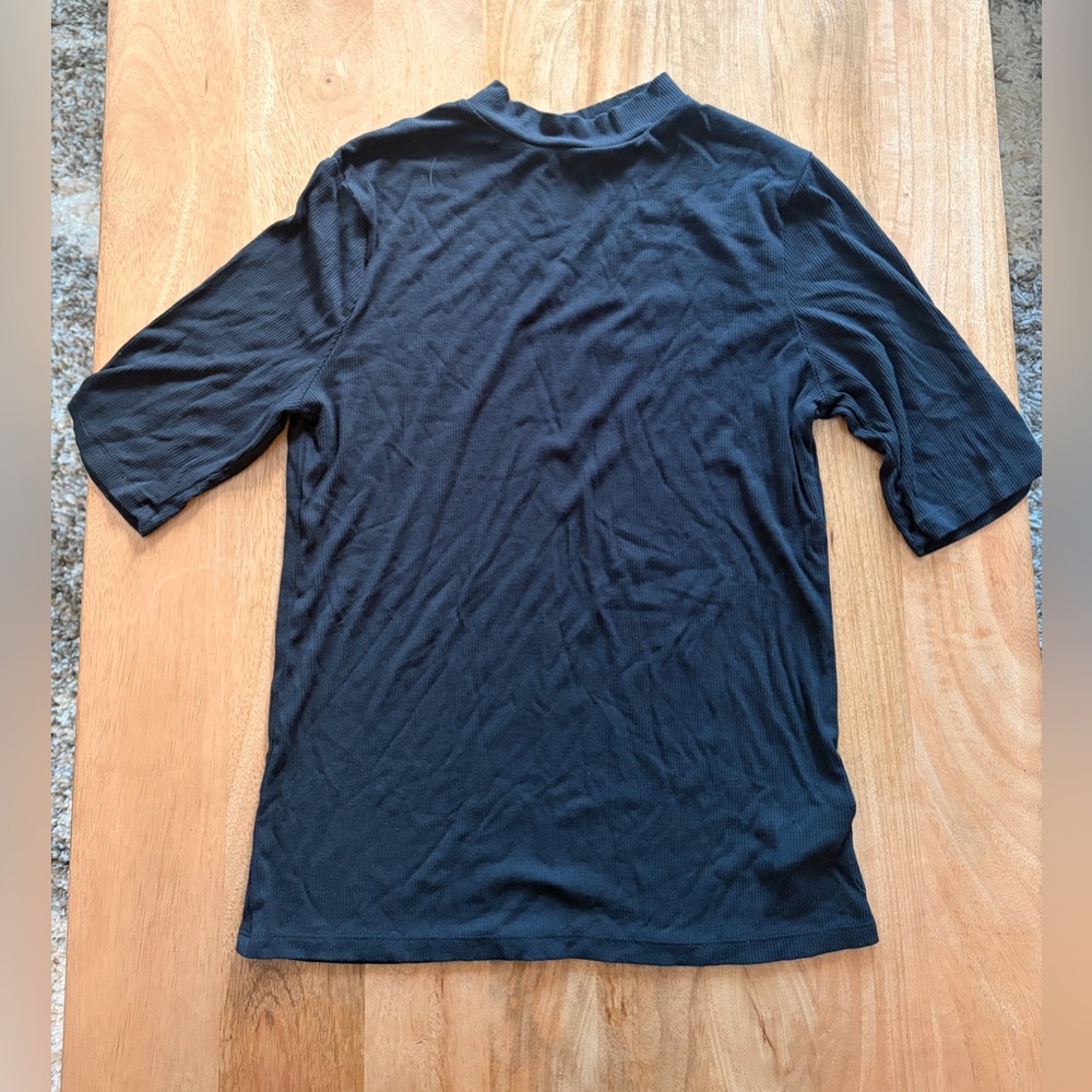 a new day Black Short-Sleeve Ribbed Knit Shirt